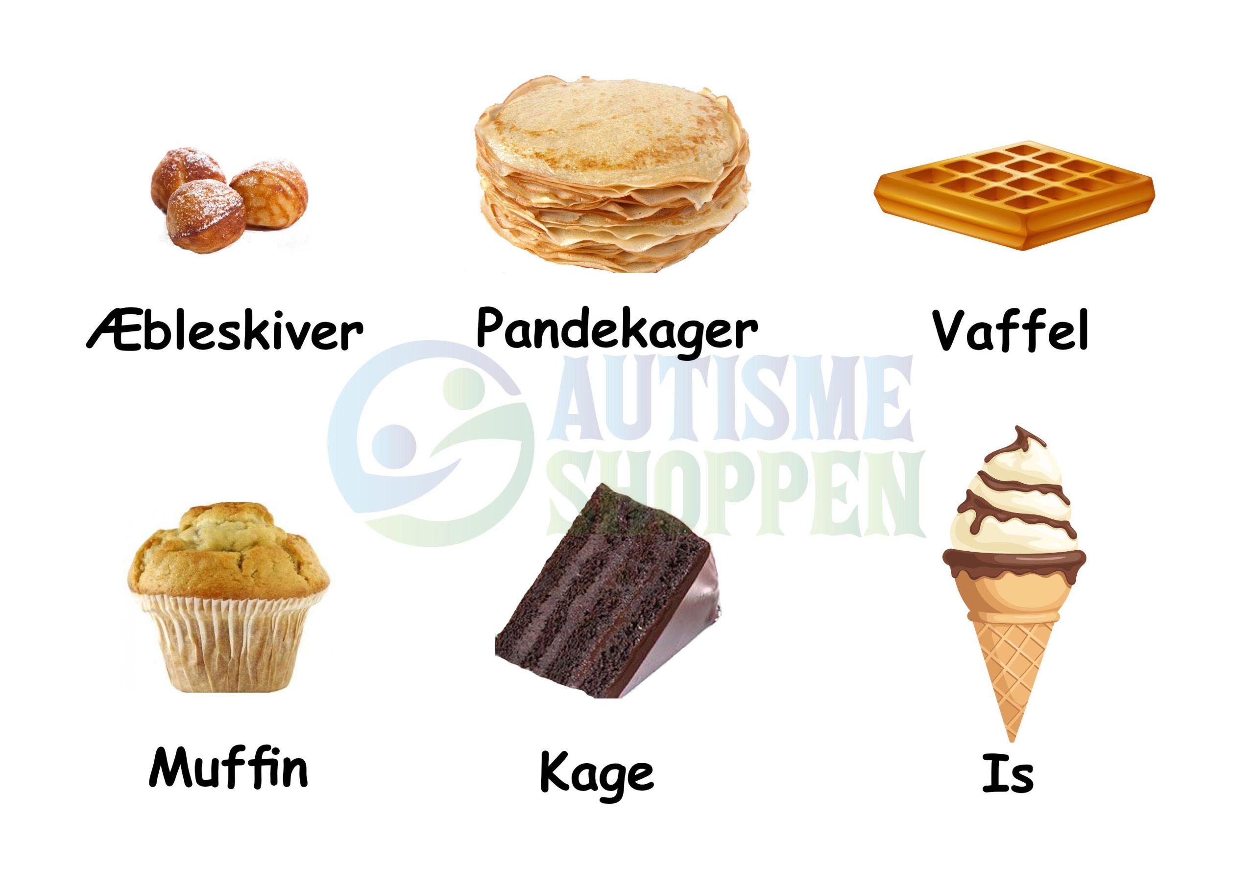 Piktogrammenu: Desserter med danske tekster Piktogrammenu: Desserter med danske tekster