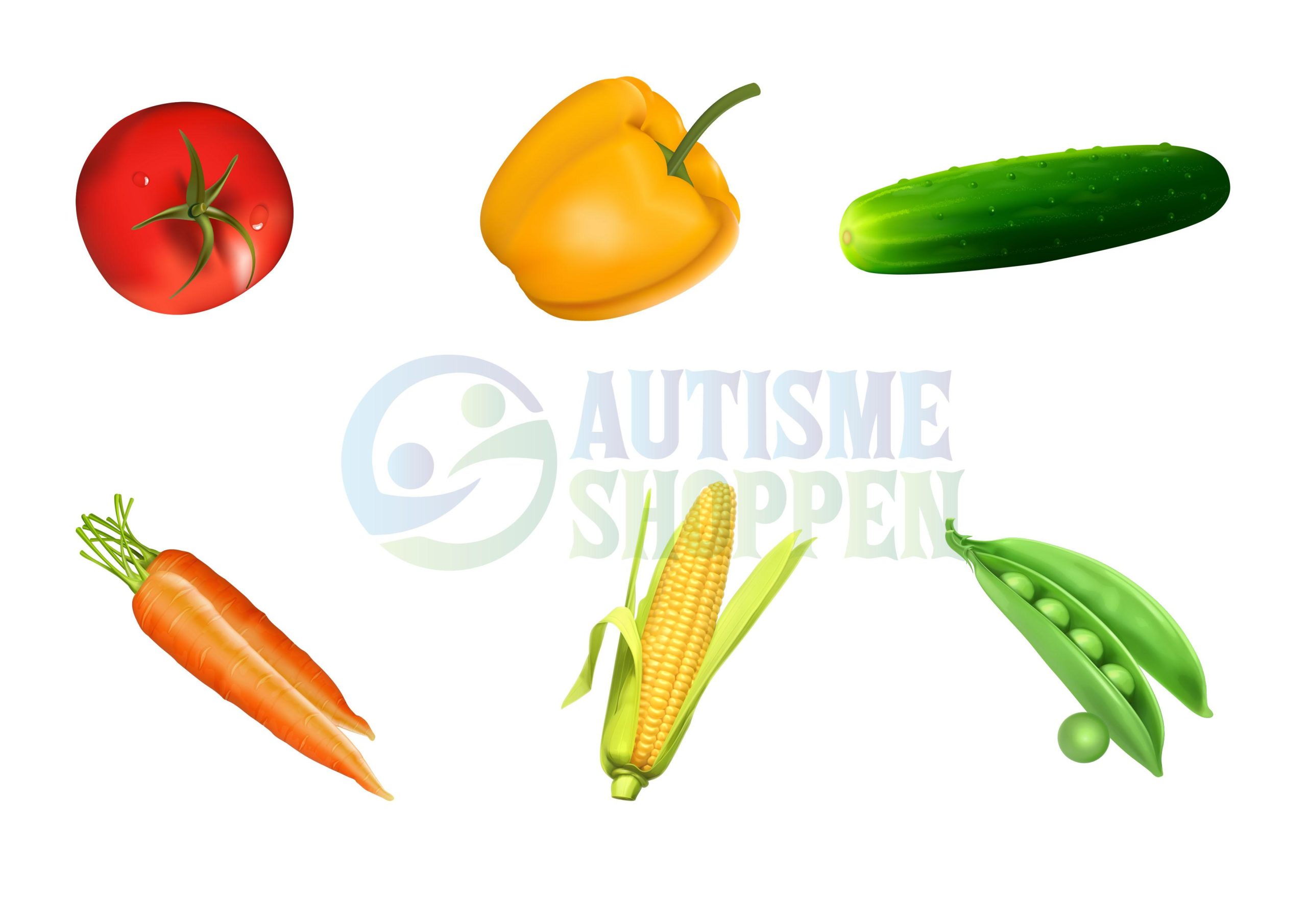 Piktogrammenu til autister: Grøntsager uden tekster Piktogrammenu til autister: Grøntsager uden tekster