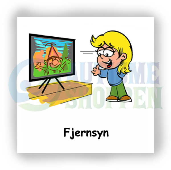 Daily routine pictogram for autistic people: watching TV, girl