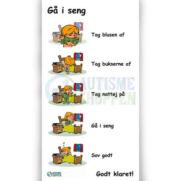Træningspiktogrammer for autister, Gå i seng, dreng