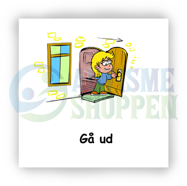 Daily routine pictogram for autistic people: go out, girl