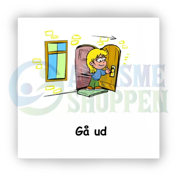 Daily routine pictogram for autistic people: go out, girl