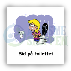 Piktogram med daglige rutiner til autister: sidde på toilettet, pige