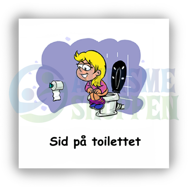 Piktogram over daglige rutiner for autister: sitter på toalettet, jente