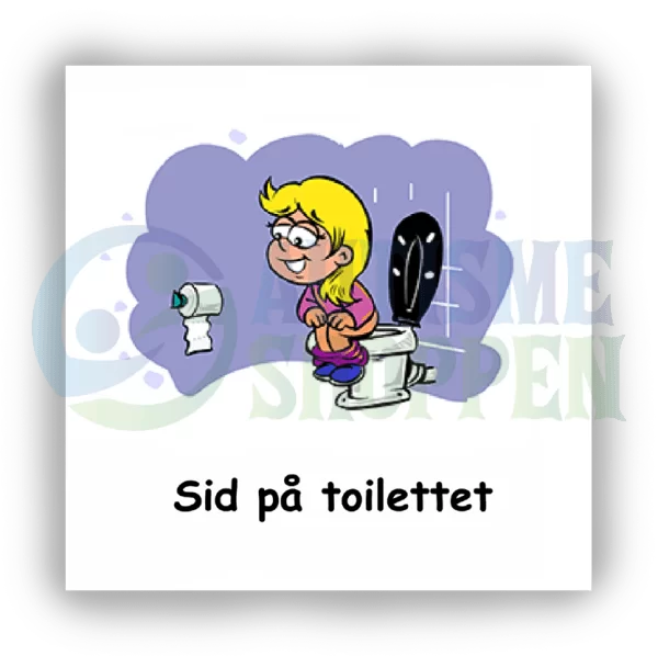 Daily routine pictogram for autistic people: sit on the toilet, girl