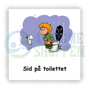 Piktogram med daglige rutiner til autister: sidde på toilettet, dreng