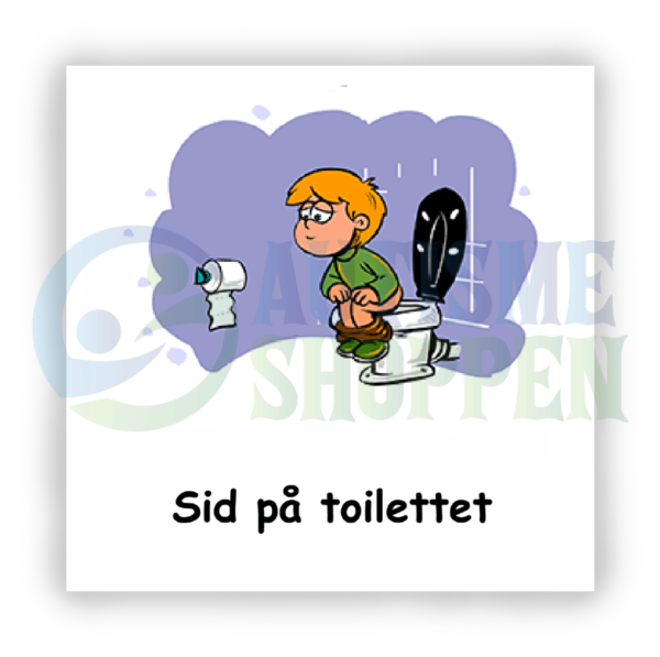 Daily routine pictogram for autistic people: sitting on the toilet, boy