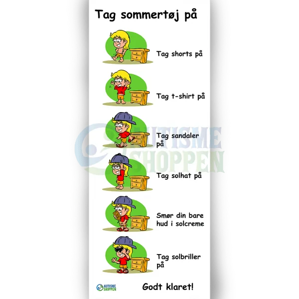 Træningspiktogrammer for autister, Tag sommertøj på, pige