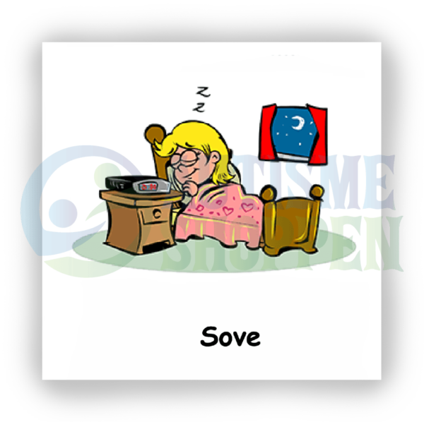 Daily routine pictogram for autistic people: sleep, girl