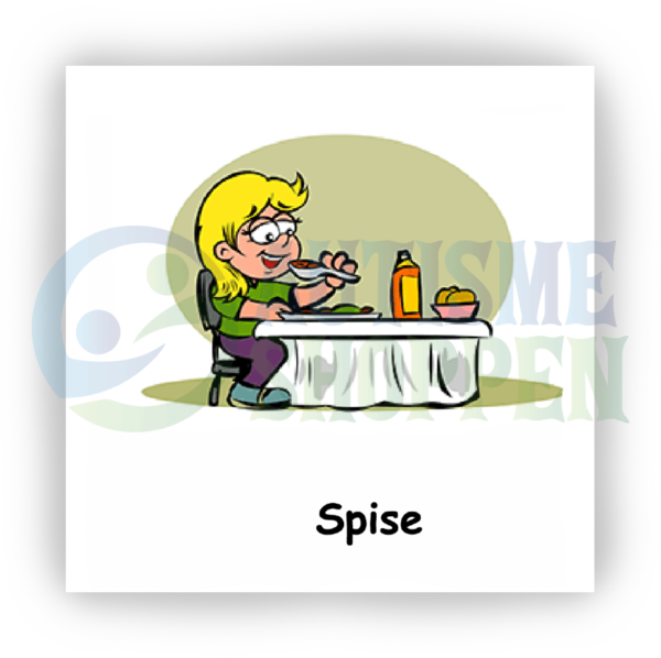 Daily routine pictogram for autistic people: eating, girl