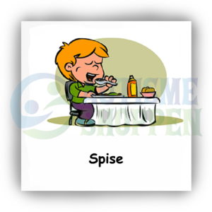 Daily routine pictogram for autistic people: eating, boy