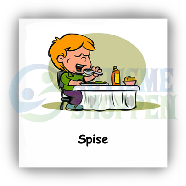 Daily routine pictogram for autistic people: eating, boy