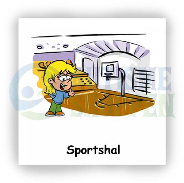 Daily routine pictogram for autistic people: sports hall, girl