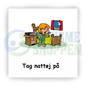 Daily routine pictogram for autistic people: put on nightwear, boy