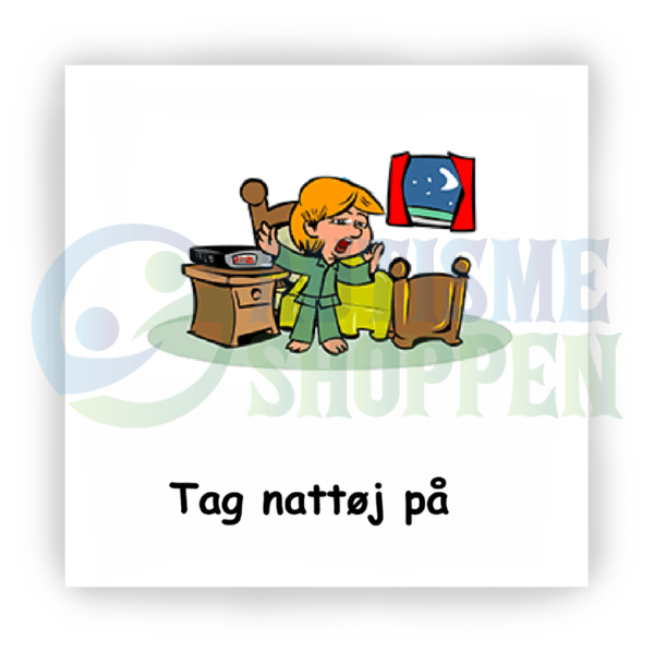 Daily routine pictogram for autistic people: put on nightwear, boy