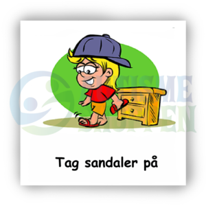 Daily routine pictogram for autistic people: Put on sandals, girl