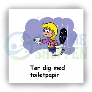 Piktogram för dagliga rutiner för autistiska personer: Torka dig med toalettpapper, flicka