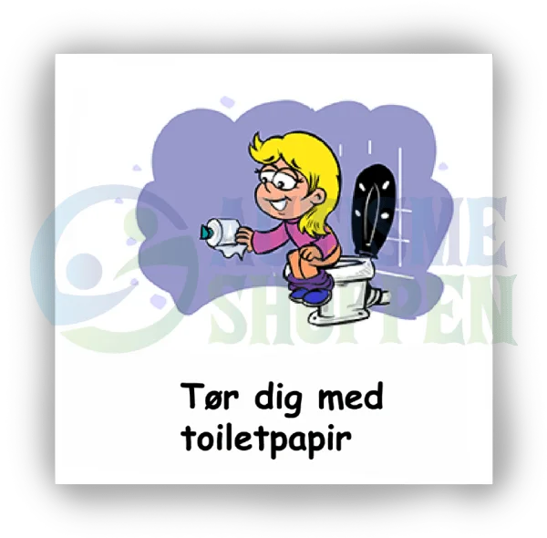 Daily routine pictogram for autistic people: Wipe yourself with toilet paper, girl