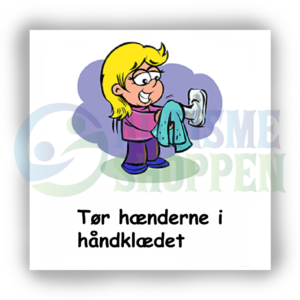 Piktogramm des Tagesablaufs für autistische Menschen: Trockne deine Hände im Handtuch, Mädchen