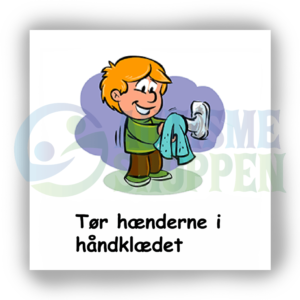 Daily routine pictogram for autistic people: wipe hands, boy