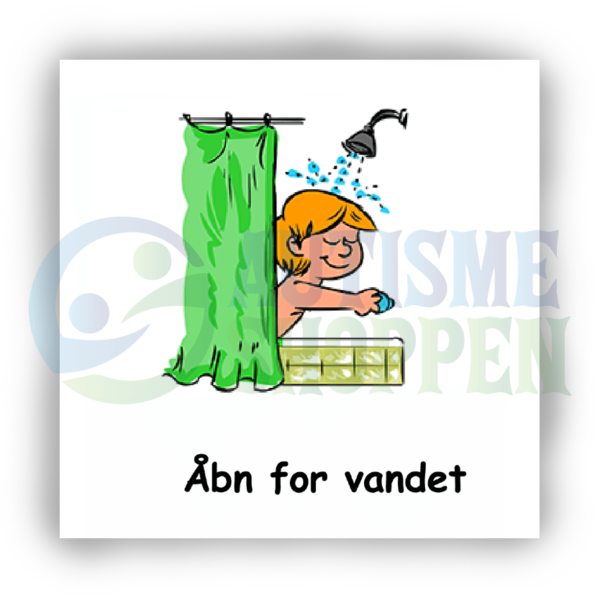 Daily routine pictogram for autistic people: turn on the water, boy