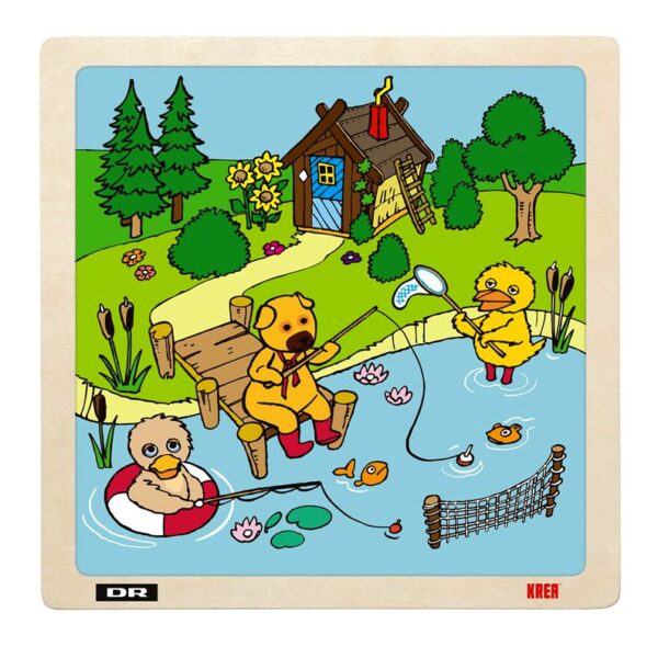Teddybär Huhn Entenküken Holzpuzzle