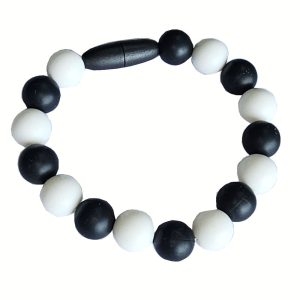 Bidesmykke armbånd sort-hvid