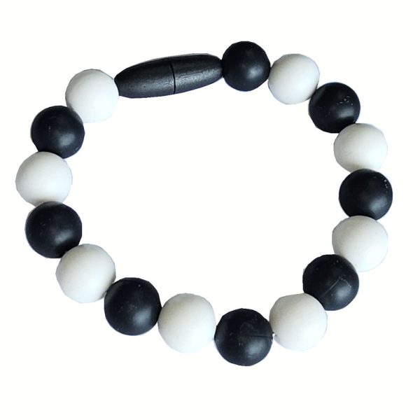 Bidesmykke armbånd sort-hvid