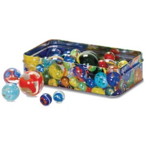 Glass balls in a can