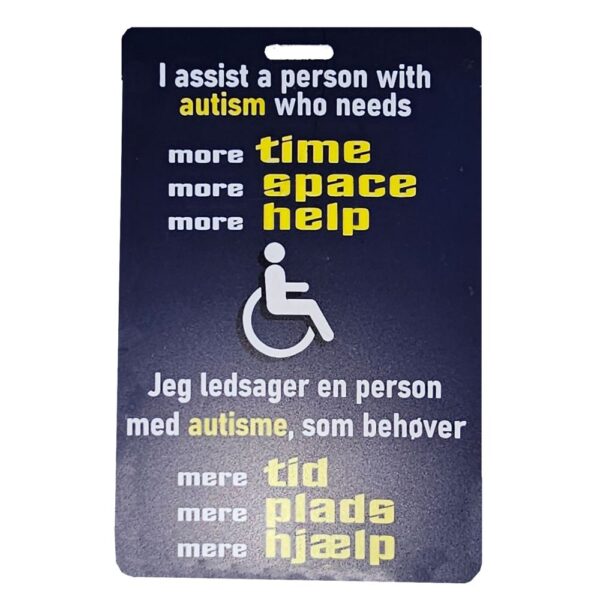 Info card for the handicap assistant of a person with autism