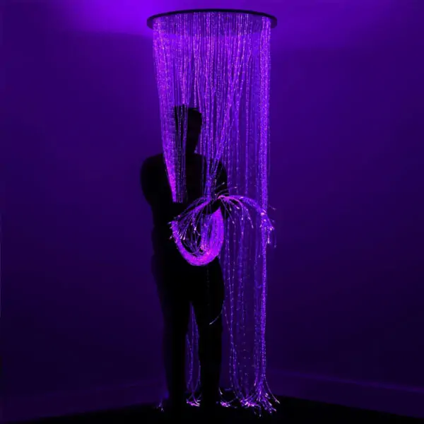 Fiber optic curtain for sensory rooms